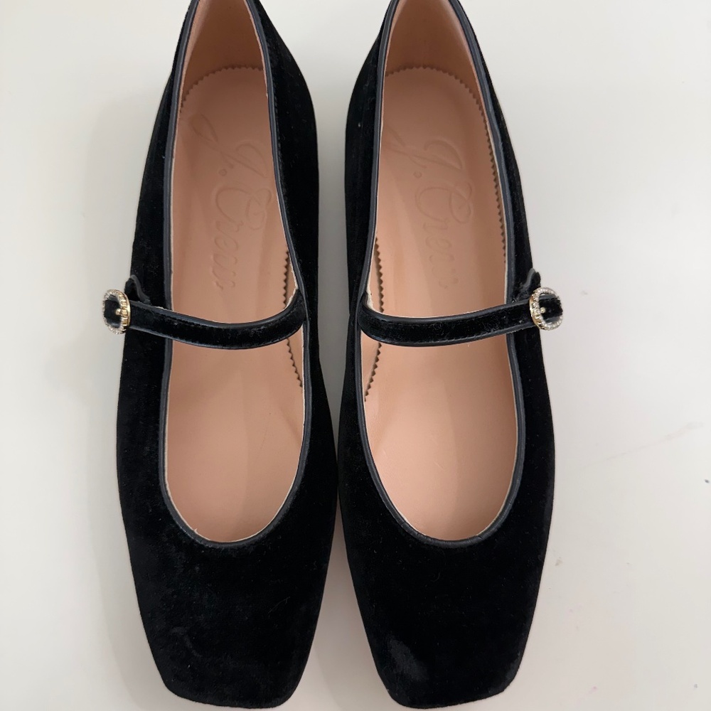 Black Velvet J.Crew Ballet Flats, Size 7.5